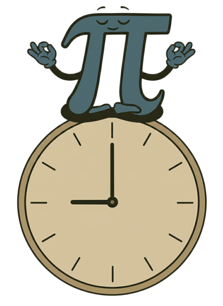Pi Schedule mascot calmly planning a school timetable